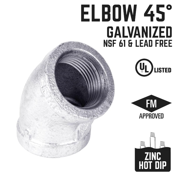 STZ Industries 3/4 In. FIP Each X 3/4 In. D FIP Galvanized Malleable Iron 45 Degree Elbow